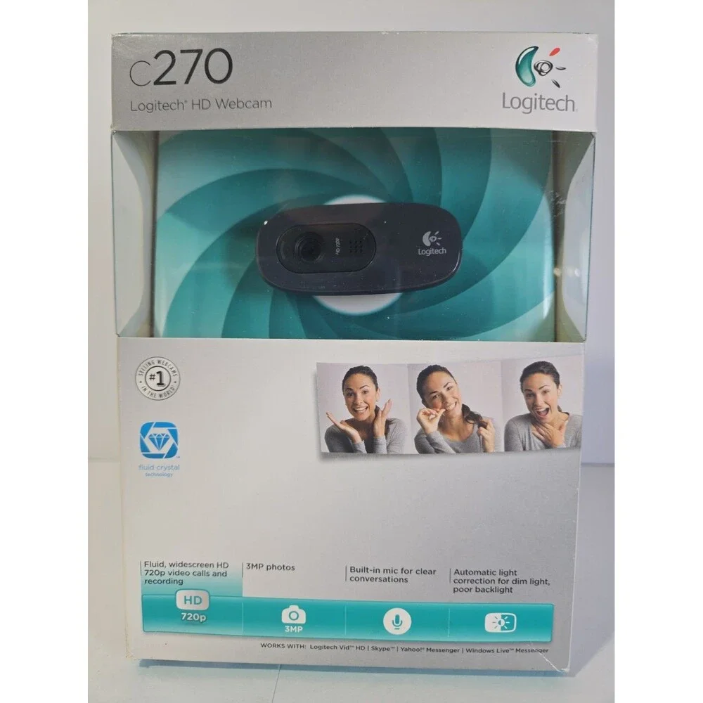 Logitech C270 HD Web Camera 960-000694 Video Calling Webcam Mic 720p New Sealed